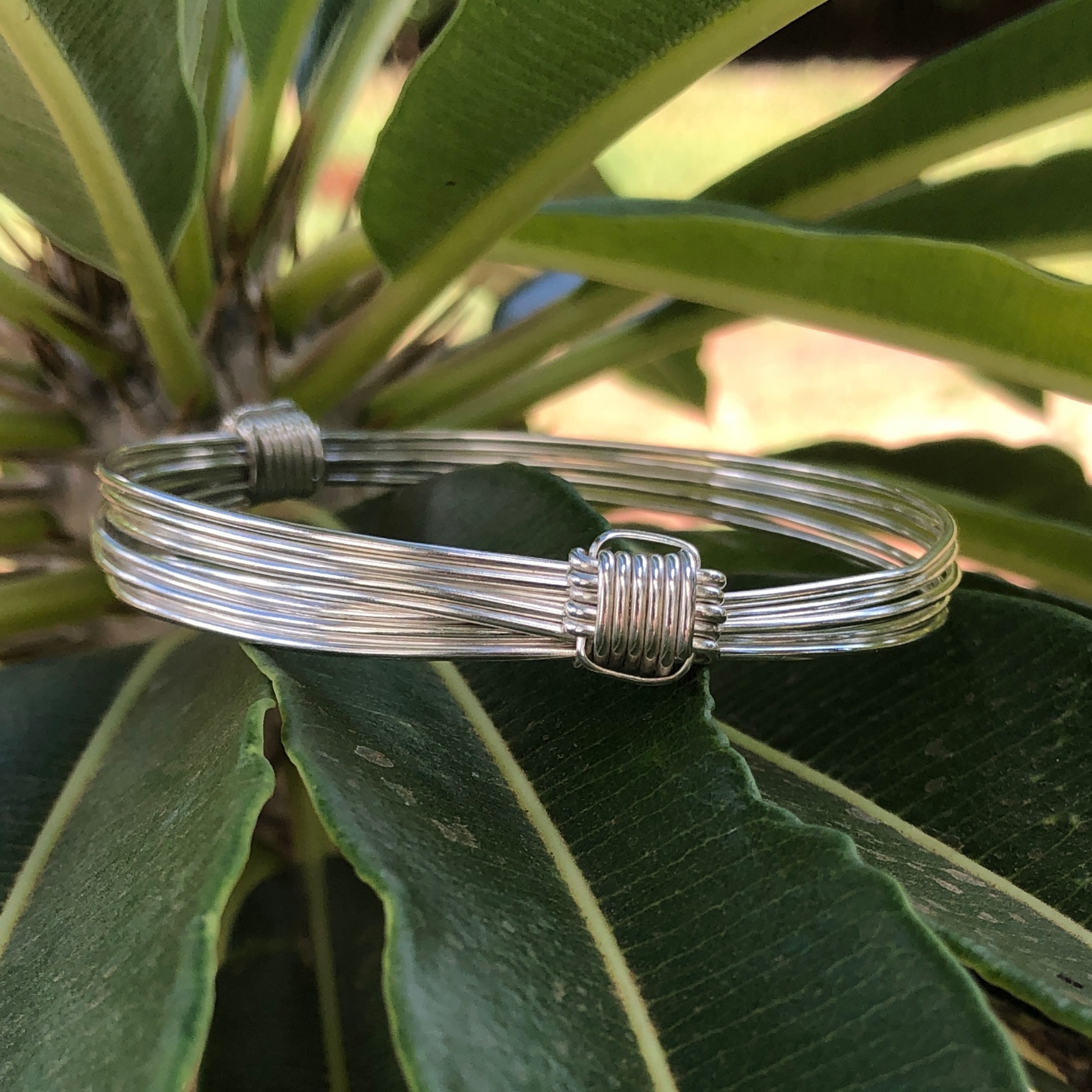 Adjustable two knot elephant hair handmade bangle