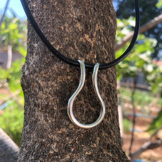 African handmade silver and leather ring holder necklace men made in Zimbabwe by the Zuri collection