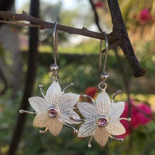 Handmade Silver Gemstone Earrings Made in Africa, dangle, french hook 