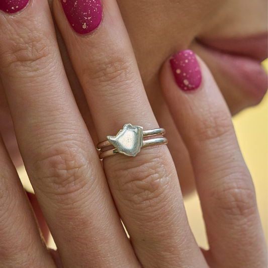 Zimbabwe Map Double Band Ring Made in African Sterling Silver