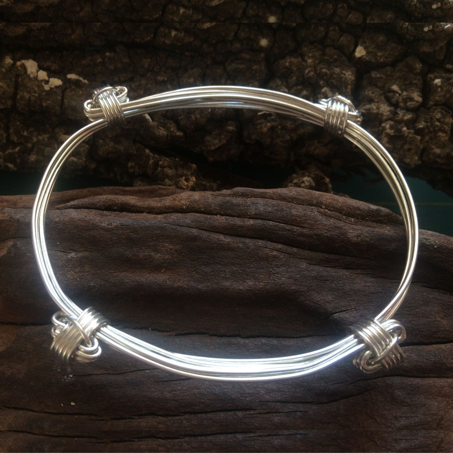4 knot 5 strand silver elephant hair bracelet made in Bulawayo 