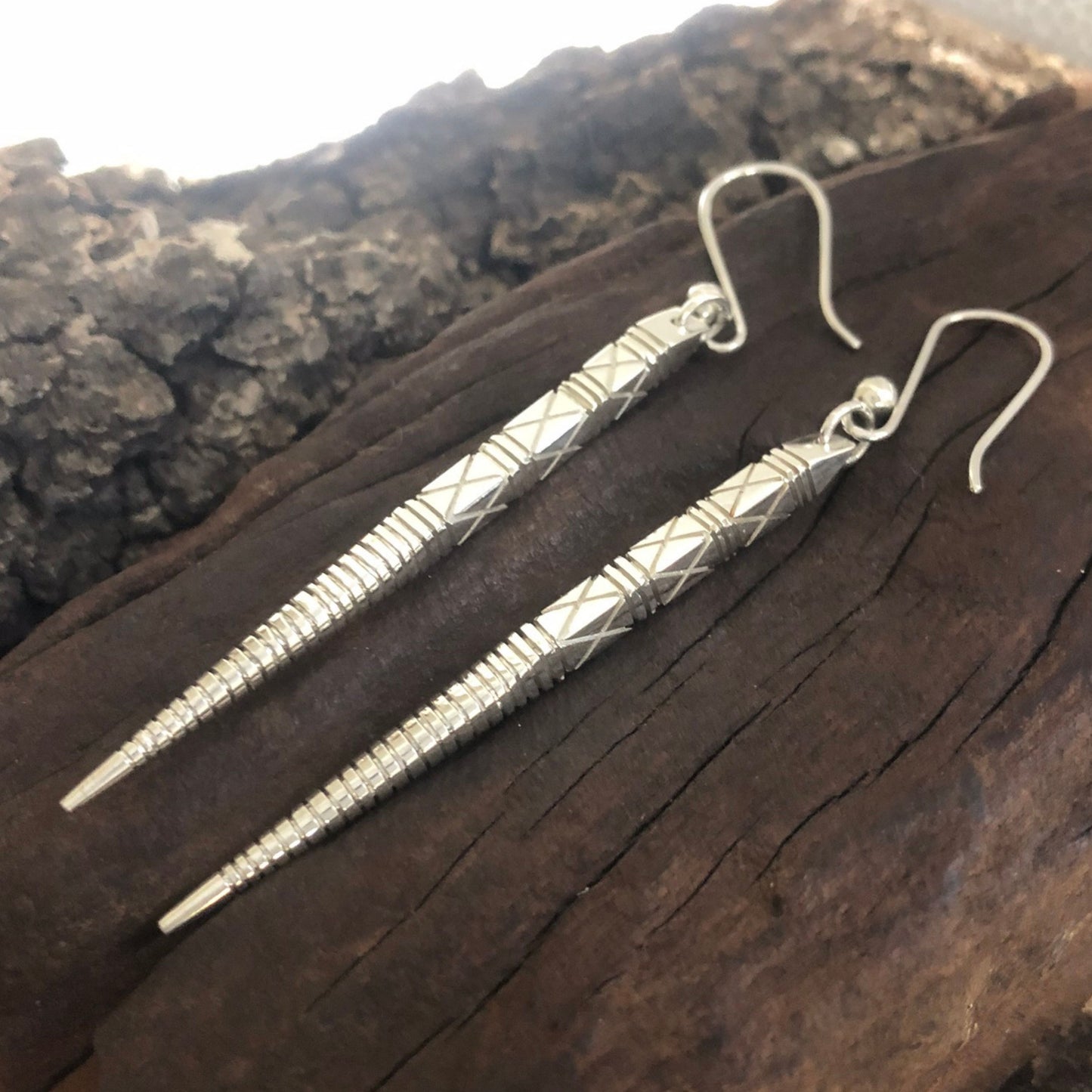 Chunky Silver Spike Ndebele Inspired Earrings made in Africa 