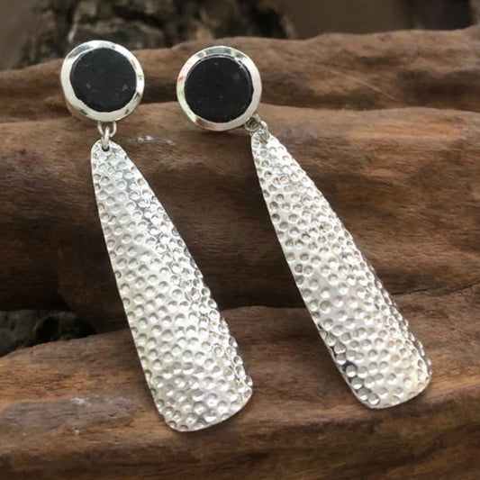 Matobo inspired granite and silver earrings made in Bulawayo, Zimbabwe, Africa by the Zuri Collection 