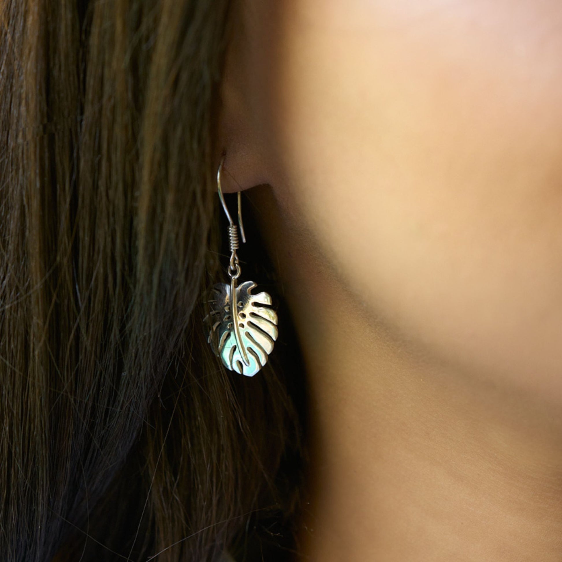 Handmade monster leaf 20 mm Earrings made in Zimbabwe 